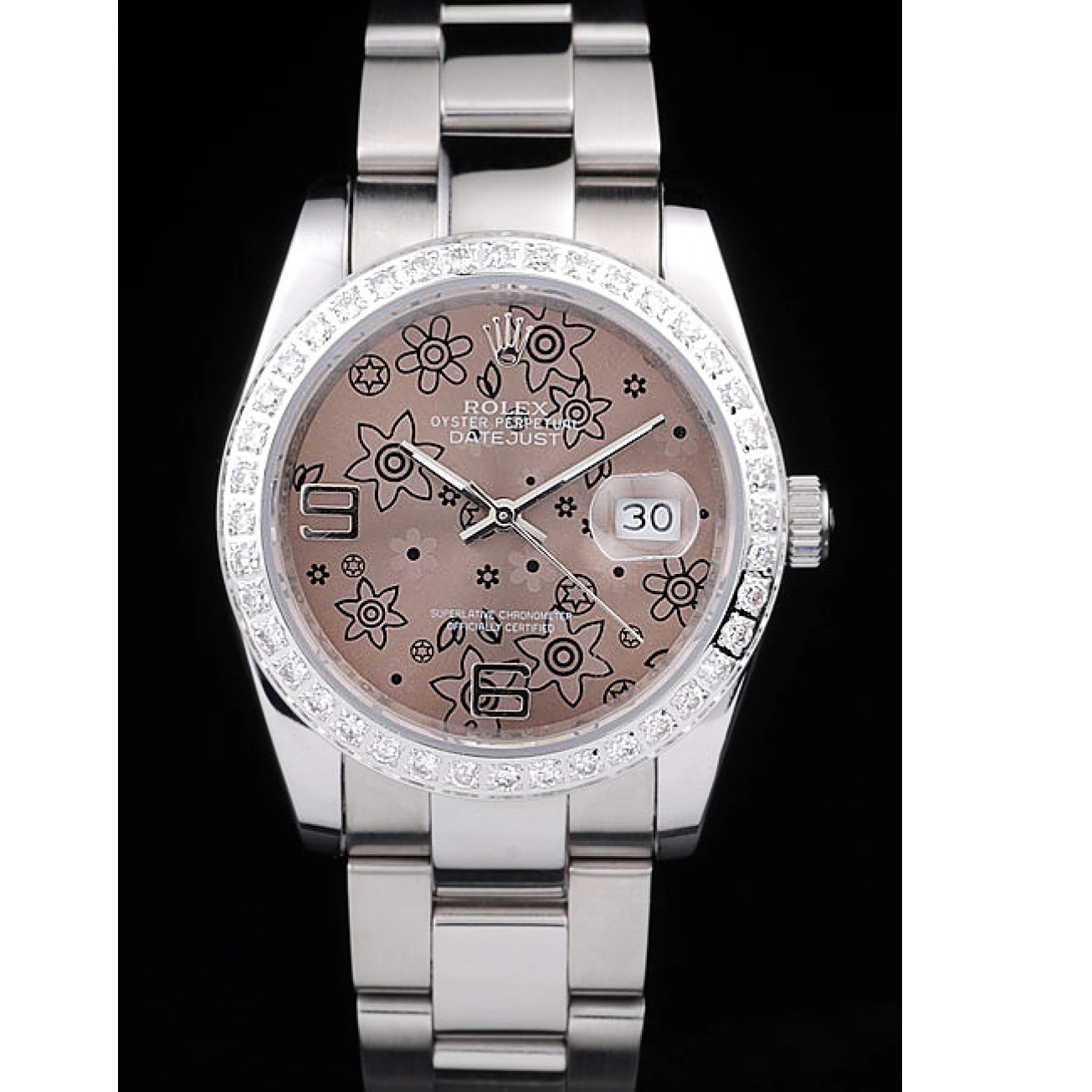 Rolex copies cheap Dial Datejust Diamond Steel Brown Stainless Rolex Polished Plated Flowers 0823